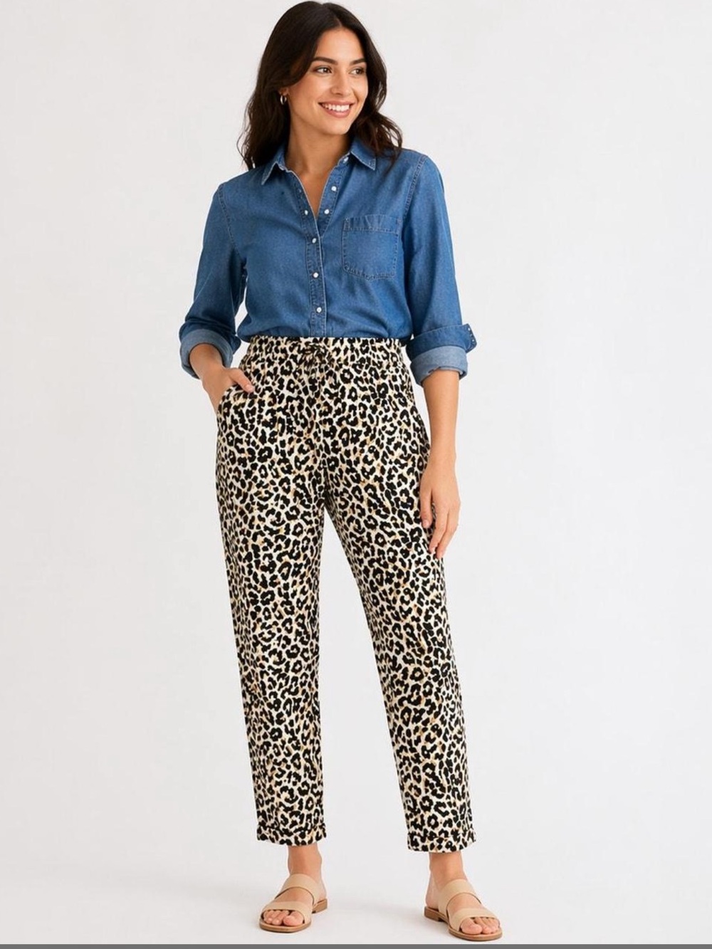 J. Crew Leopard Print Cropped Straight Pants - Beige & Black size 12
